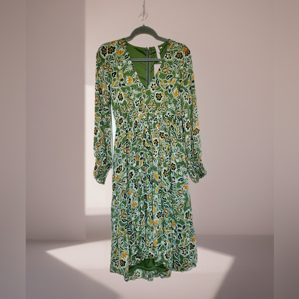 NWT New York Collection Floral Green Lined High-Low Dress Size M